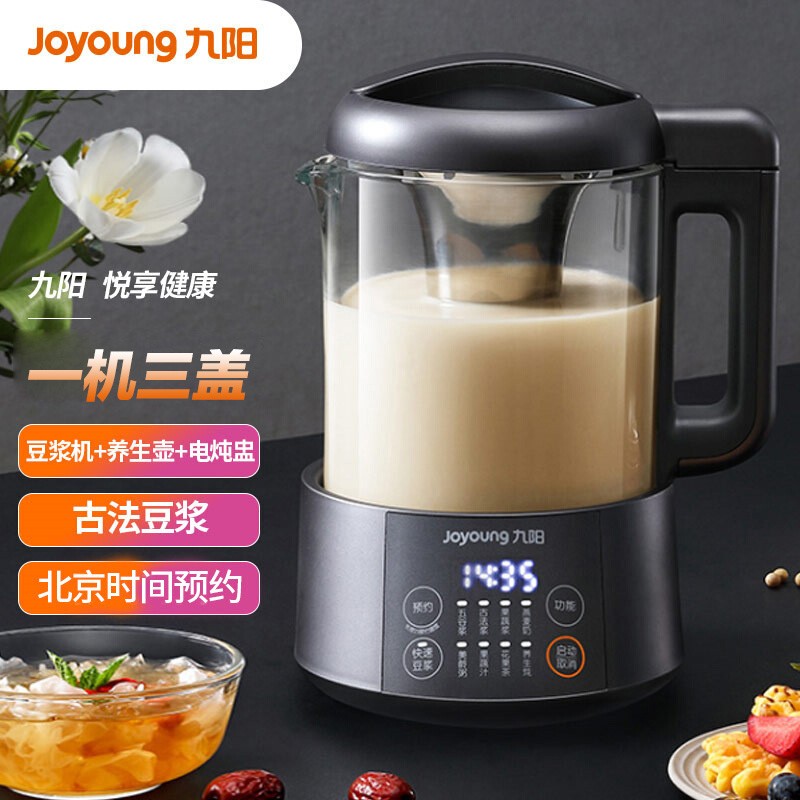 九阳（Joyoung）DJ10P-D980 1升豆浆机破壁无渣快速豆浆 可磨可煮双盖多能家用多功能料理机