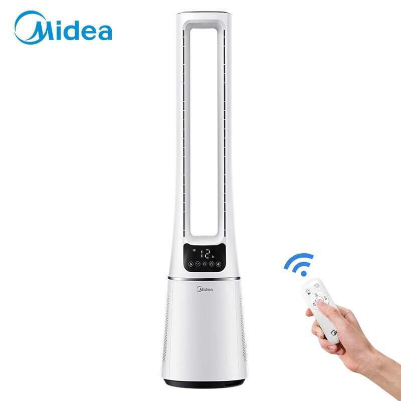 美的（Midea）AMS150E-PB  电风扇“智能语音操控”无叶风扇京东小家智能生态遥控感温家用轻音母婴扇 定时塔扇